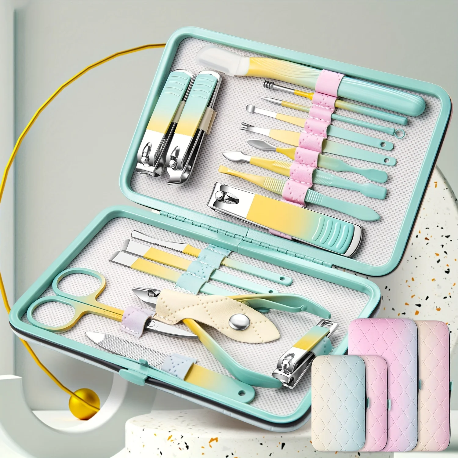 

Gradient colors 7-18pcs Manicure Set Pedicure Sets Nail Clippers High-quality Steel Professional Nail Cutters Tools