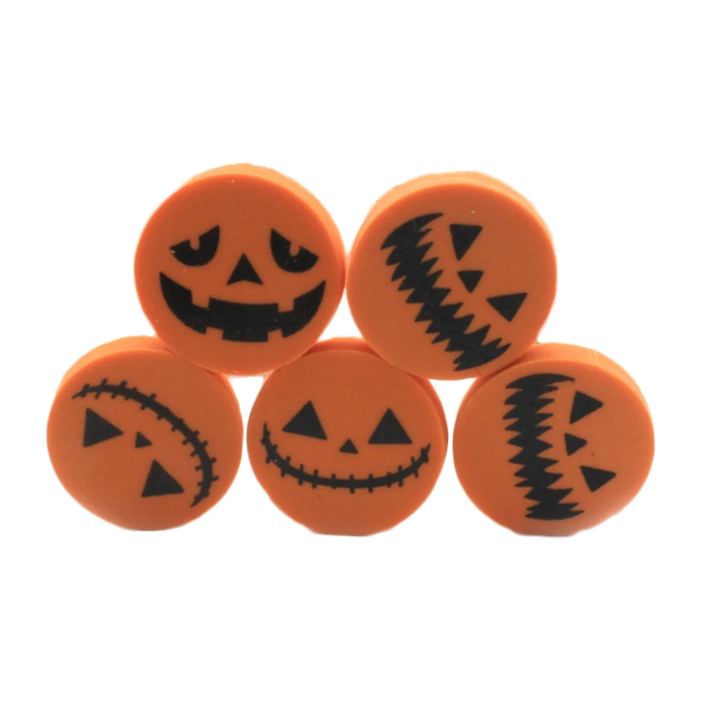 24 PCS/Set Pumpkin Eraser Round Shape Pencil Cartoon Hollow Random Pattern Shaped
