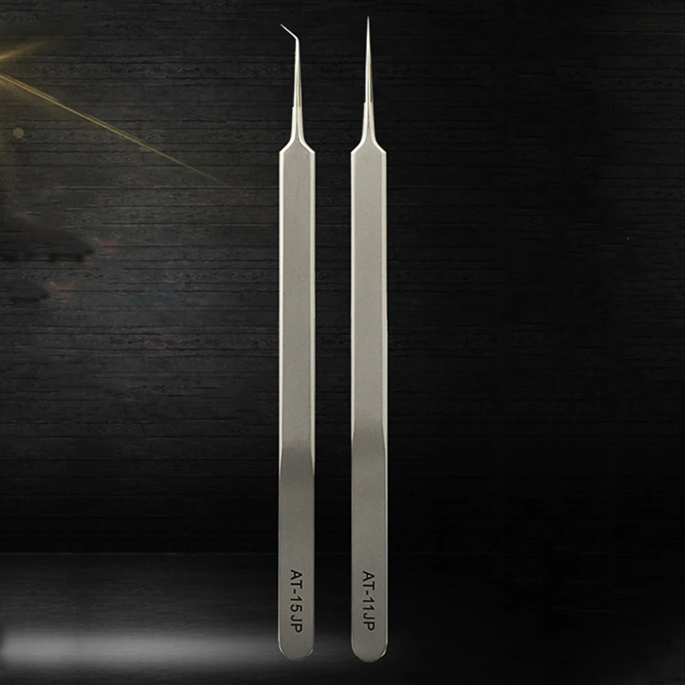 

Ultra Thin Fly Line Tweezers 0.15mm AT-11JP Straight/AT-15JP Curved Stainless Steel Industrial Precision Tweezers