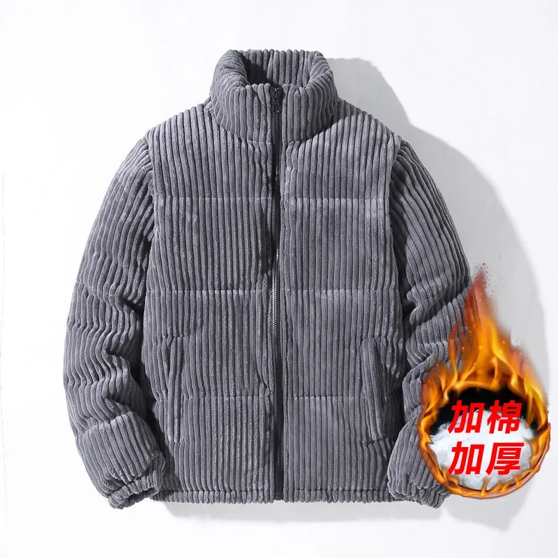 

Winter New Corduroy Men Coat Cotton Pad Solid Color Clothing Anti Cold Cotton Coats Male Wool Thick Warm Jacket