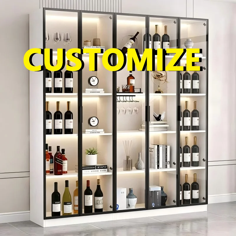 Customizable Figure Display Cabinet Tempered Glass LED Light Large Capacity Collectible Showcase Aluminum Frame Dustproof Modern