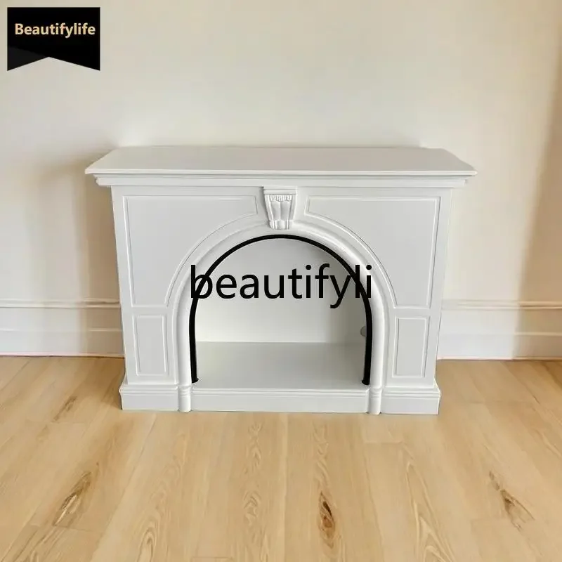 A95 French Fireplace Decorative Cabinet Cream Style Arched Fireplace Frame Fireplace Cabinet