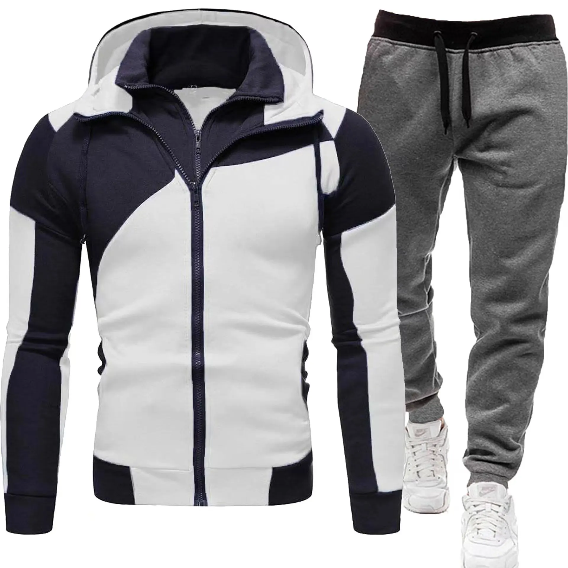 2024 Men\'s Casual Warm Hoodie Set Luxury Sweatshirt+Pants Tracksuit Male Outdoor Clothing Top Sweatpant Suit Streetwear Running