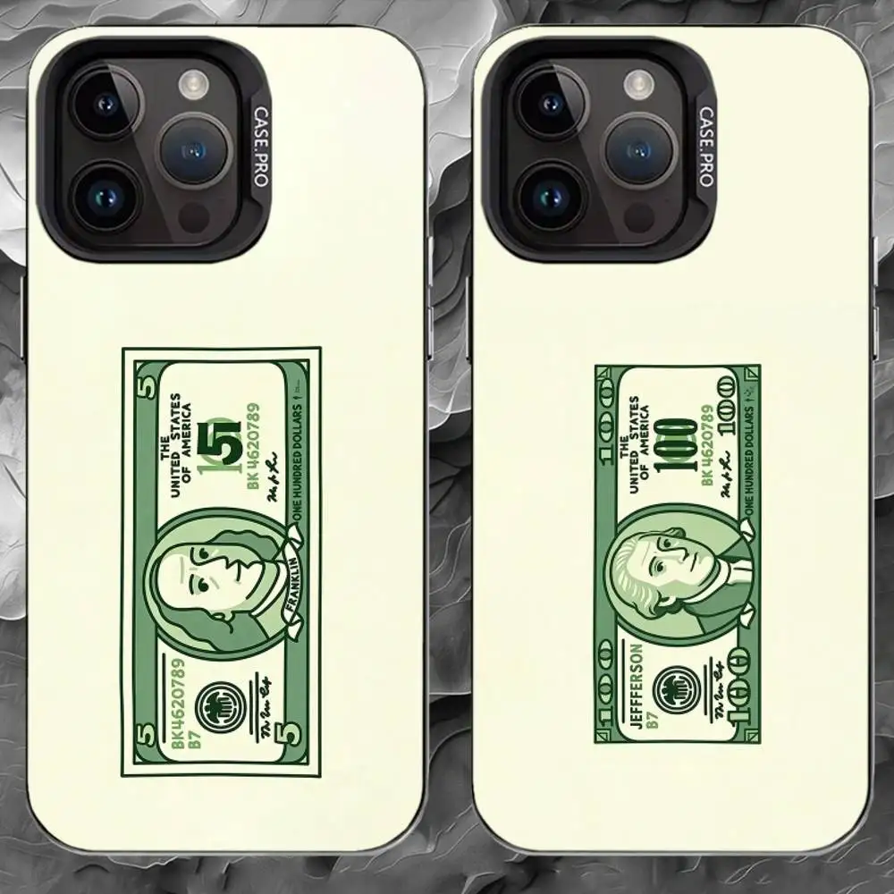 

Q-Q version vector banknote Phone Case For iPhone 17 16 15 14 13 12 11 Pro Max Plus Silver Matte Black Cover
