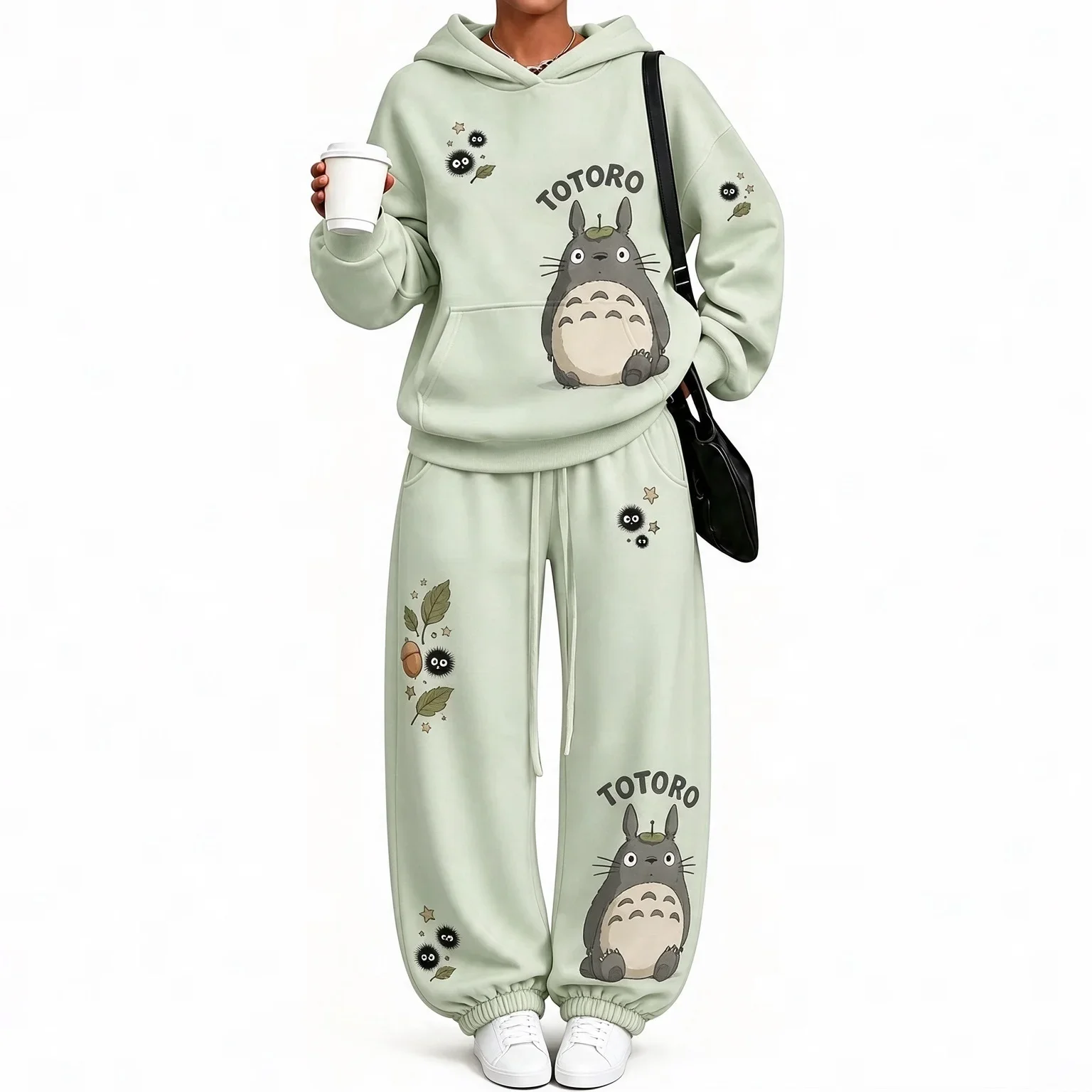 Autumn New Product Spirited Away Japanese Anime Printed Hoodie and Wide Leg Pants Two Piece Set Super Large Sports Set