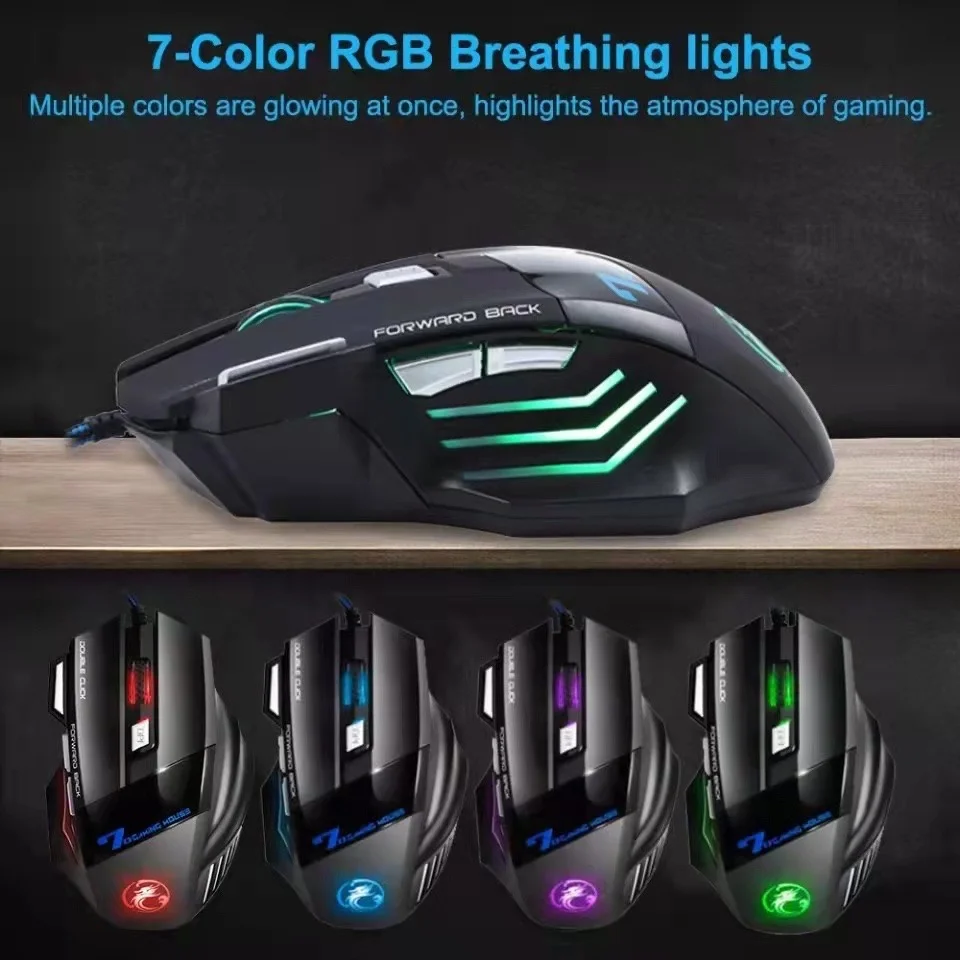 Mouse Gamer Laser X7 3200dpi Original KAPBOM  Led Usb 7 Botões Profissional KA-617