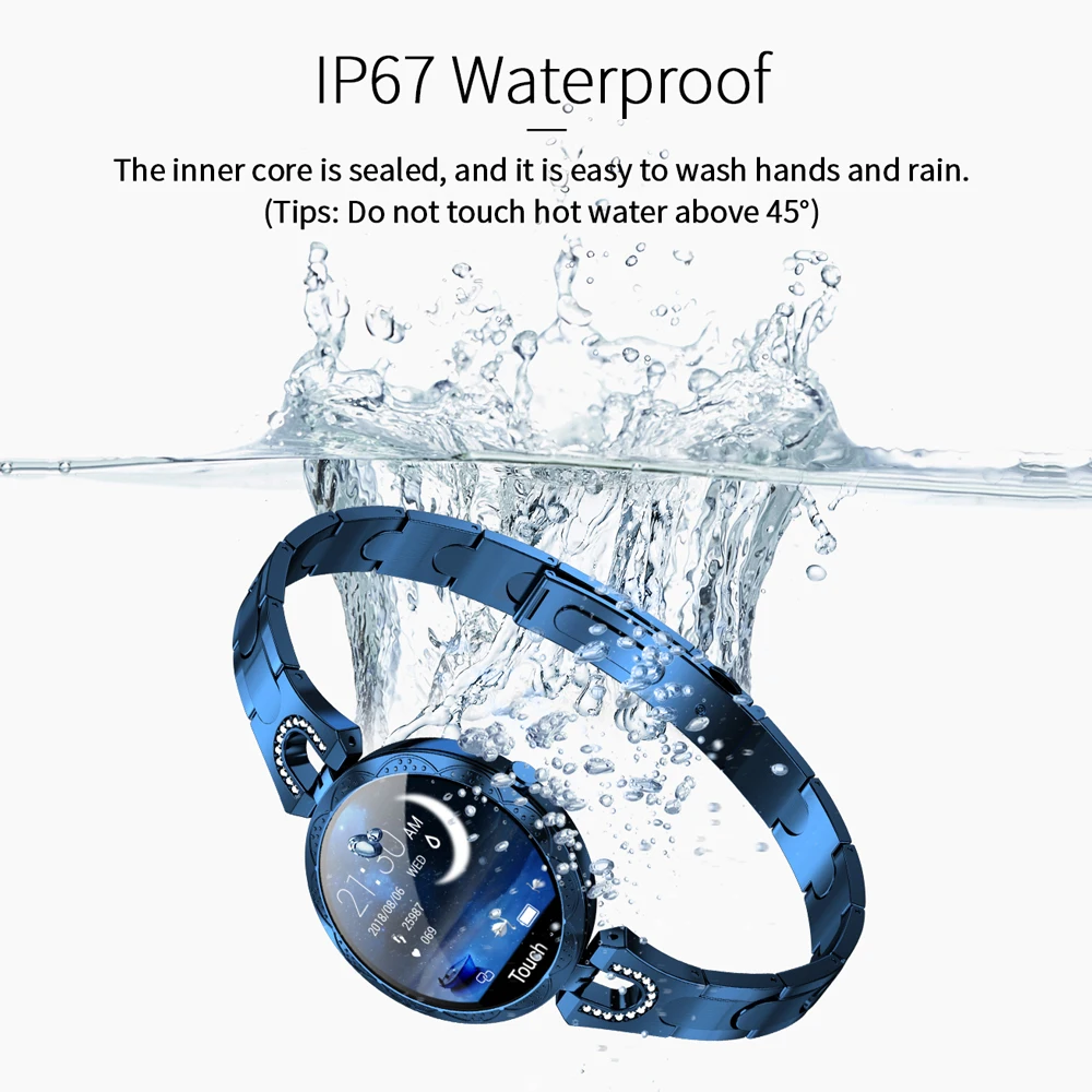 Woman Smart Watch Bracelet Girl Heart Rate Blood Pressure Sleep Quality Detection Pedometer IP67 Waterproof Fashion Smartwatch