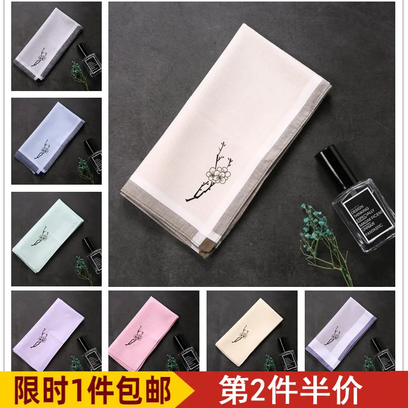 Chinese Style Plum Blossom Magnolia Soft Cotton Handkerchief Lucky Auspicious Blessings Gift For Birthday Graduation Souvenir