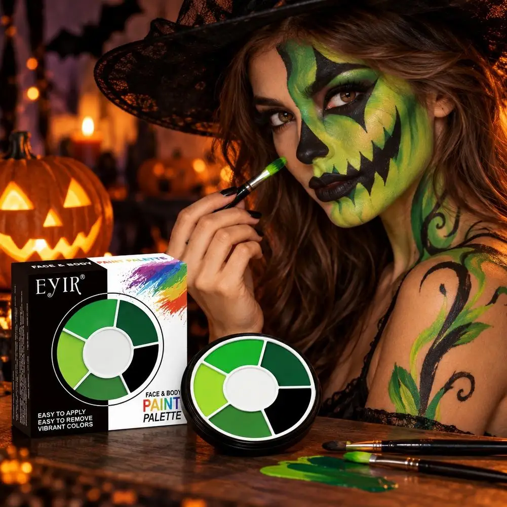 6 Colors Face Paint Palette Kit Water Based Body Painting Makeup With Brushes For Halloween Cosplay Party Festival