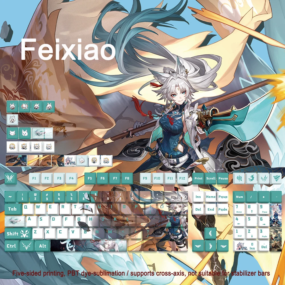Honkai: Star Rail Theme Keycaps 128 Keys Firefly Robin Acheron Anime PBT Games Keycap Cherry Profile For DIY Mechanical Keyboard
