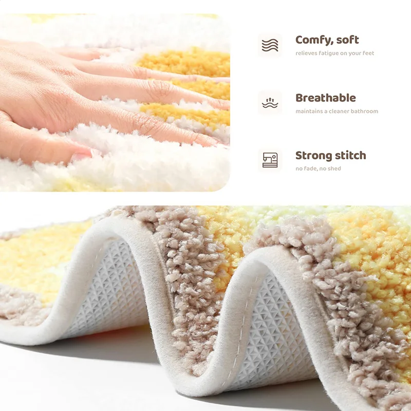 Soft Non-Slip Carpet Cute Bathroom Door Mat Soft Cute Plush Microfiber Super Absorbent Door Mat Stain-Resistant Rug 50X80Cm