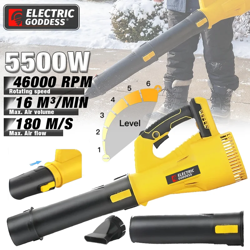 

Brushless 5500W Cannon blower Cordless Leaf blower Efficient Leaf Snow Dust Blowing Powerful Tool For Dewalt 20V Battery Pin