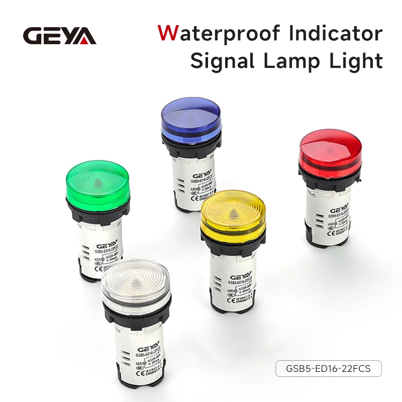 

GEYA Waterproof LED Bulbs Indicator Light Panel Mounting Small Signal Lamp Light Red Blue Yellow AC/DC 220V 24V 48V 20mA