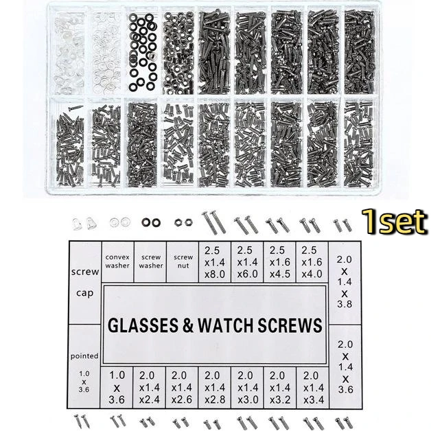 For Eyeglass Adjustments & Maint 18-in-1 Glasses Repair Screw Kit | Precision Nose Pads, Spacer Caps & Frameless Screws