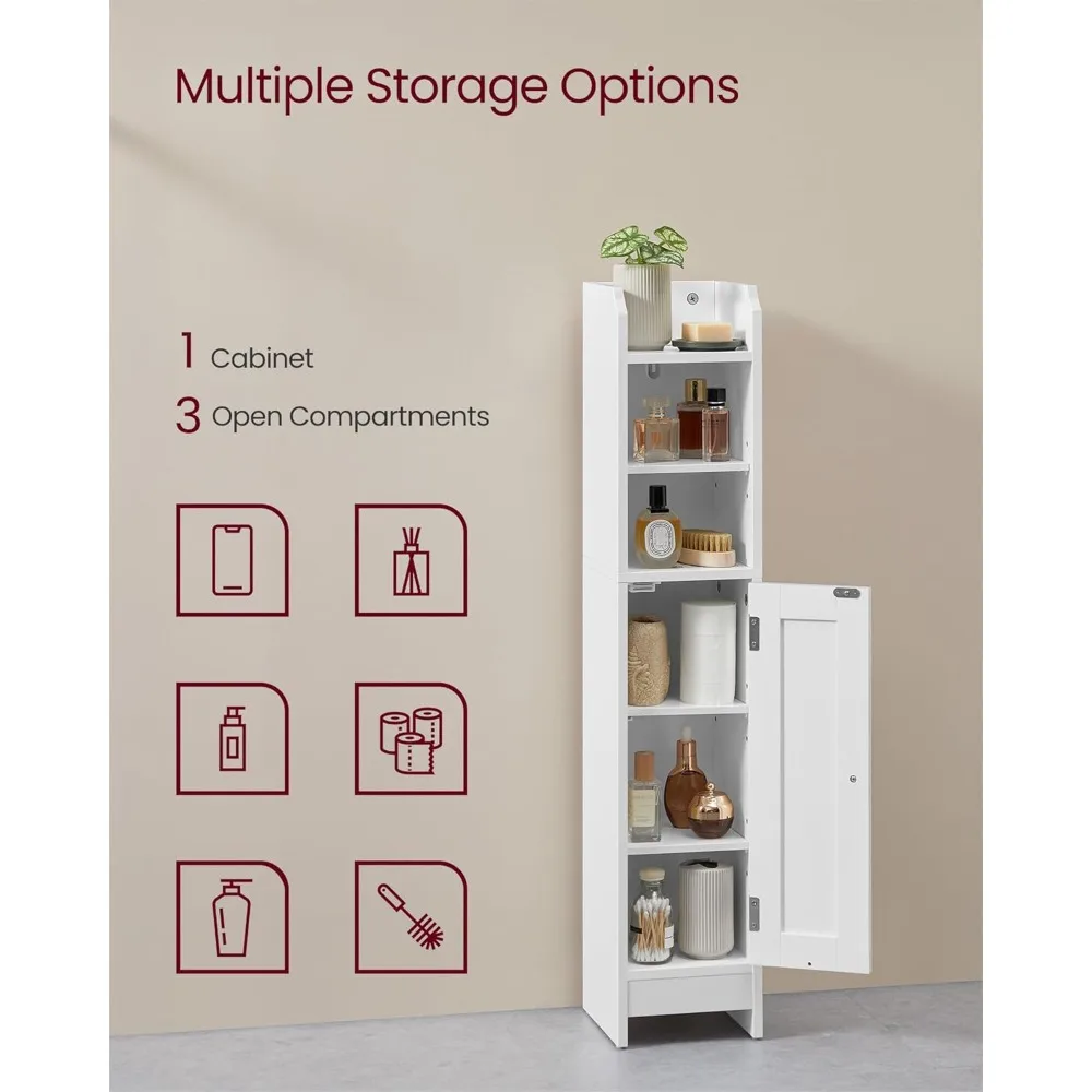 Small Storage Corner Floor Cabinet with Door, 7.9 x 7.1 x 36.2 Inches
