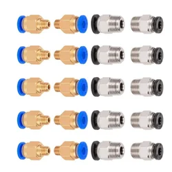 10pcs Pneumatic Connectors For 3D Printers Parts PC4 M6 M10 Bowden Quick Jointer Coupler 1.75/3mm Pipe Fittings PTFE Tube 2/4mm