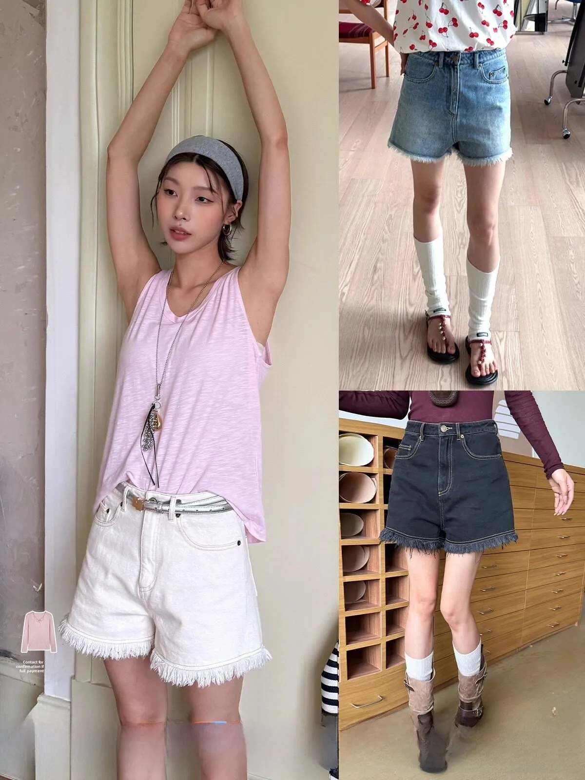 

Faionable Casual Denim orts 5COEMES Бренд DEARSOCUTE Handpied Store Хлопковый трикотаж l Застежка на пуговицы на талии