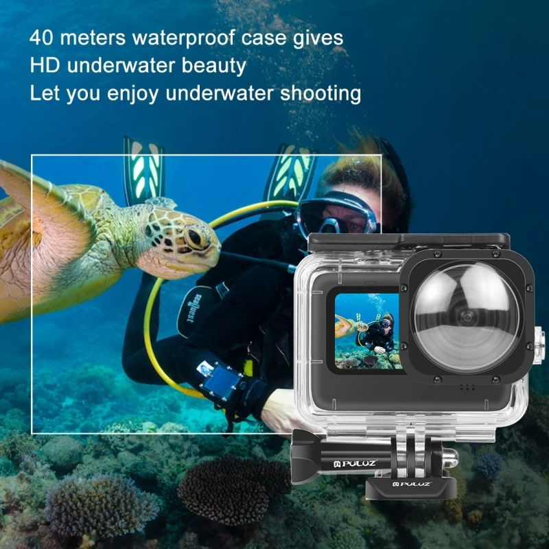 PULUZ 40m Waterproof Housing Case For GoPro HERO12 HERO11 HERO10 HERO9 Black Max Lens Mod 1.0 Edition Diving Shell Cover