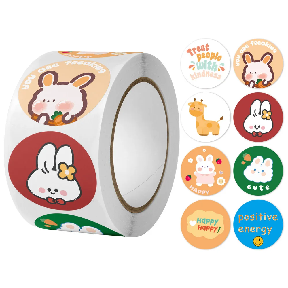 500pcs/roll Cute Cartoon Reward Stickers Diary DIY Decor Scrapbooking School Teacher Encouragement Children's Stationery Sticker