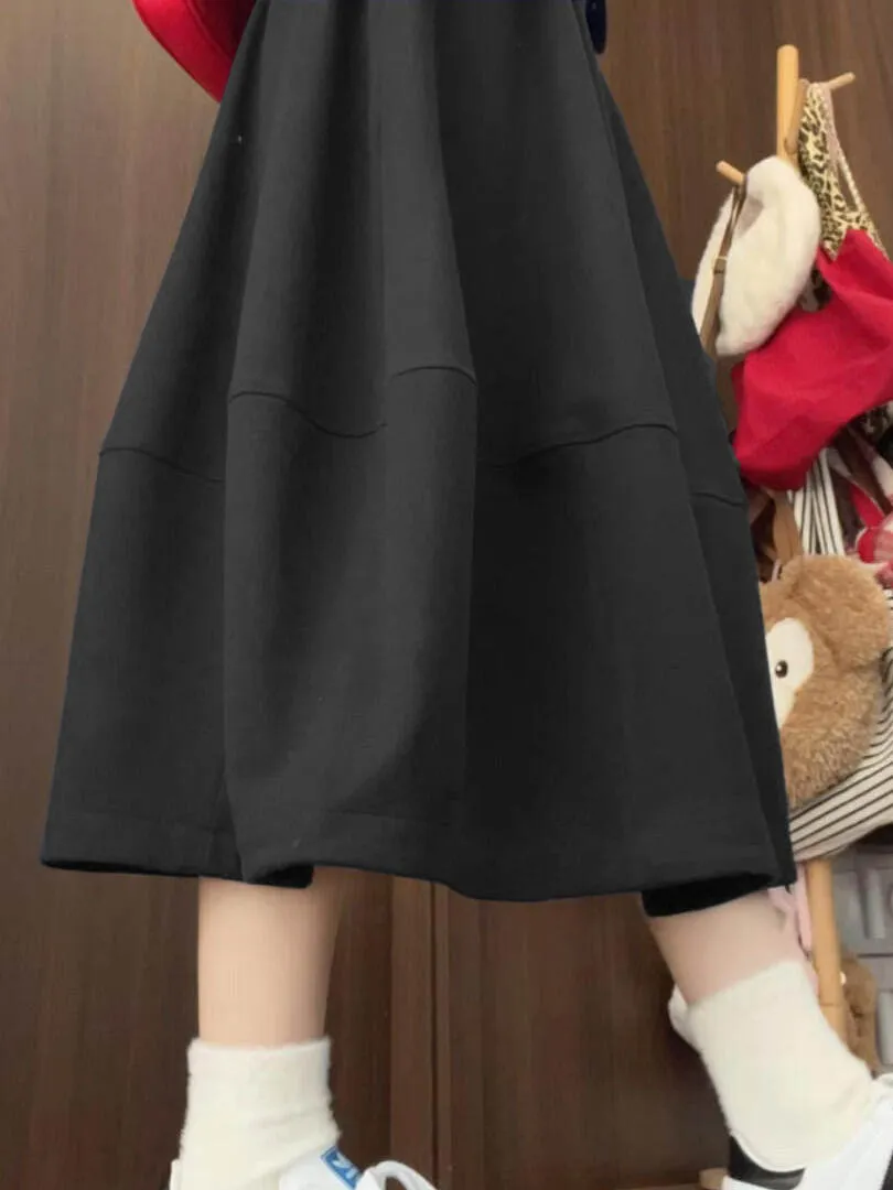 

High Waist Flared Skirt for Women Faionable Versatile plus Size Commute Sle Artistic Loose Fit Spring Season Thiened
