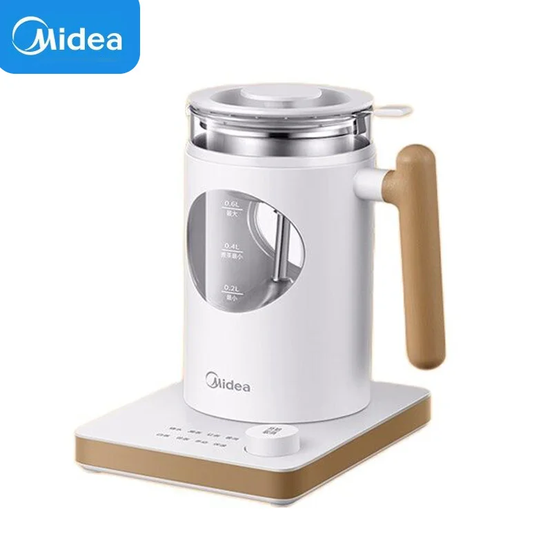 Midea-hervidor eléctrico de 600ML, Mini tetera multifuncional de vidrio de alto borosilicato, hervidor de agua de 220V, electrodomésticos de cocina