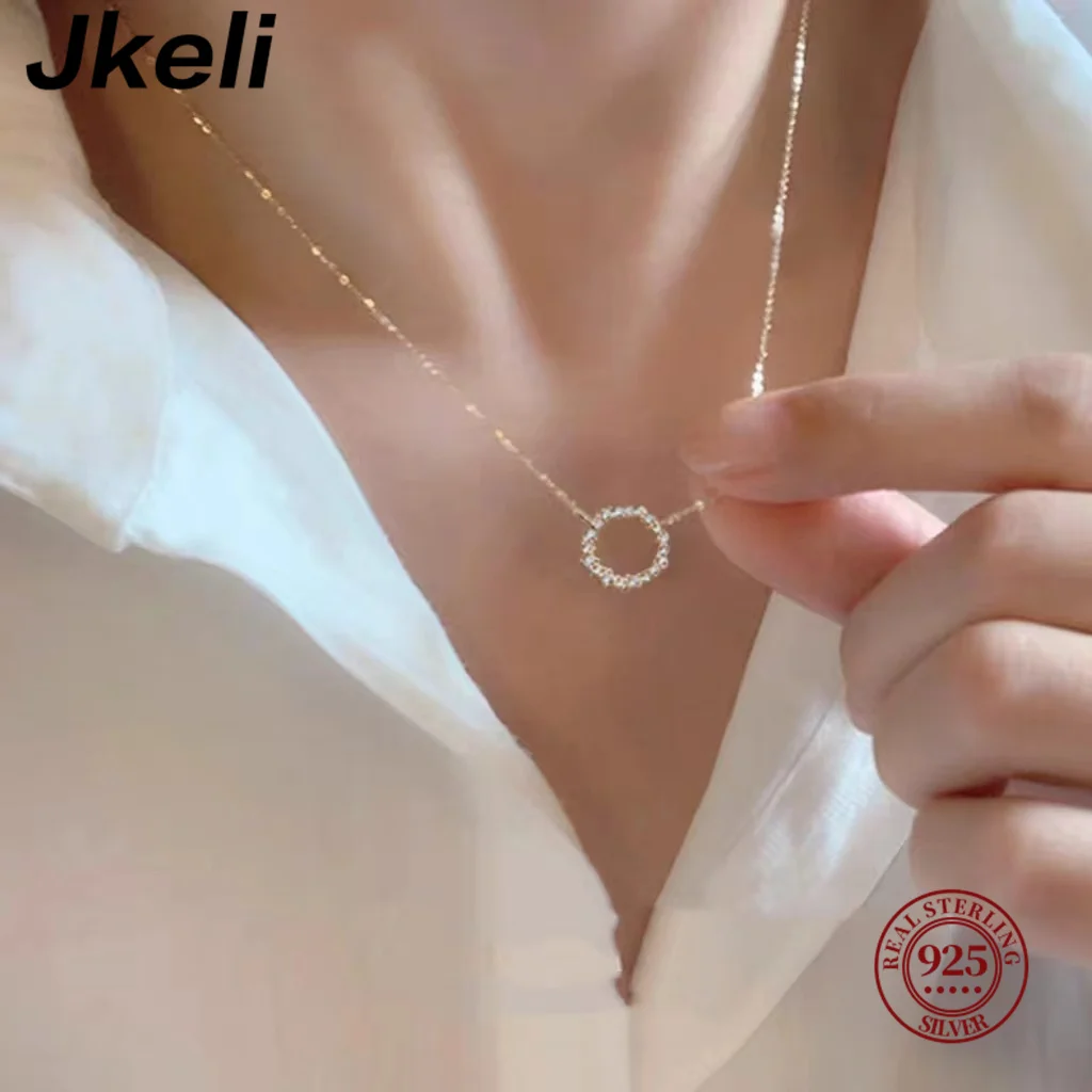 Jkeli-ネックレス金メッキ銀メッキ,100% s925,18k,ネックレス,完全なダイヤモンド,日本と韓国のジュエリー,チェーン