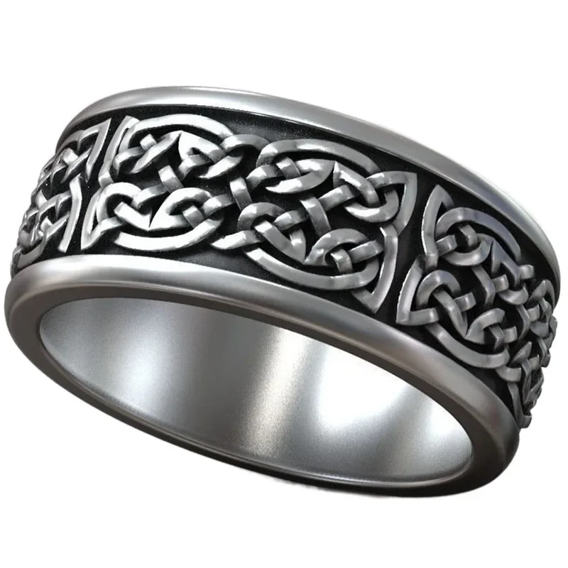 

6-11g Celtic Ornament Knot Amulet Wedding Couple Gold Rings Customized 925 Solid Sterling Silver Ring Many Sizes 16-22