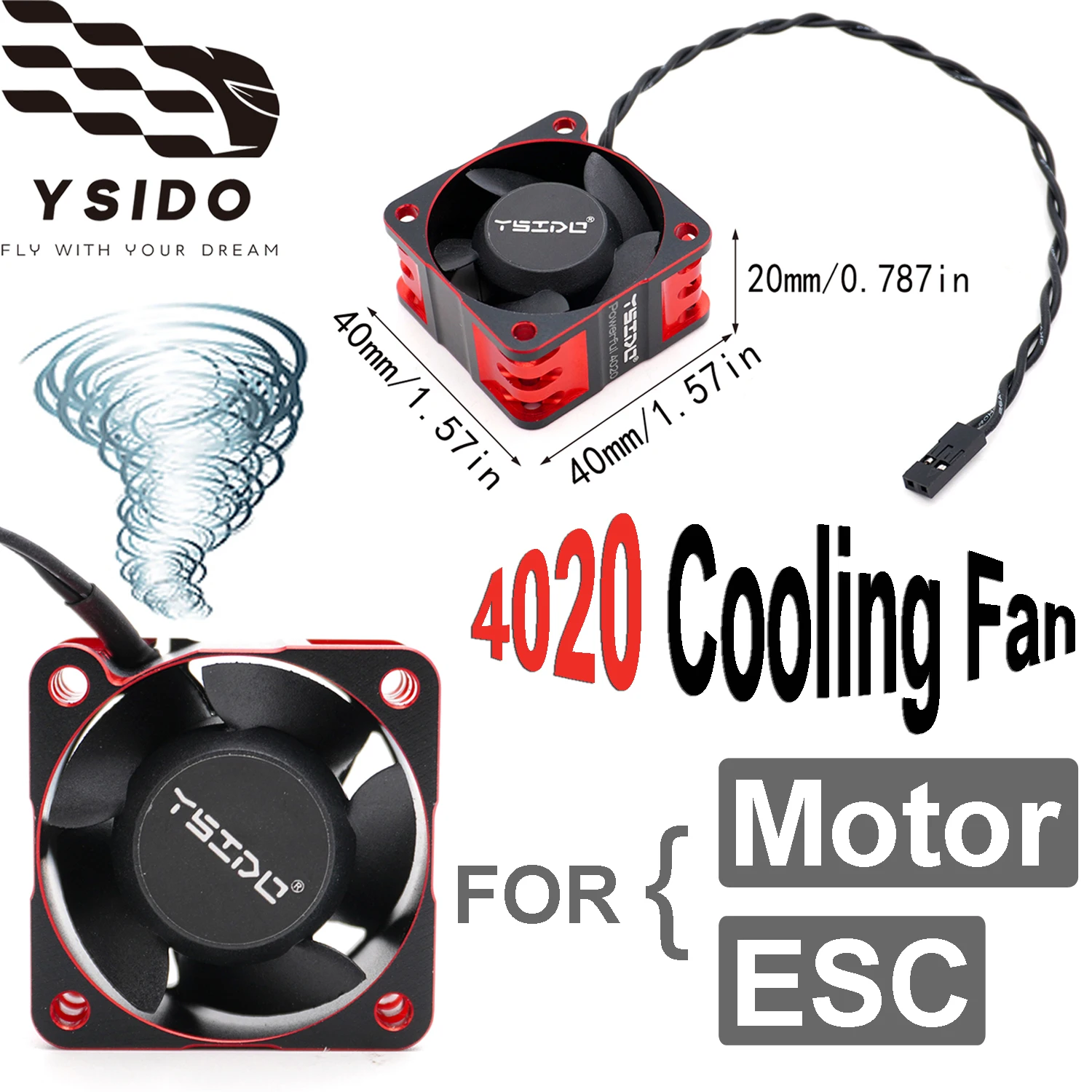 Ventilador de refrigeración de Motor YSIDO RC 4020 40*40*20mm ventilador de refrigeración rápida de Metal para 1:7 1:8 1:10 Traxxas Axial SCX10 Redcat RC Car 4074 4068
