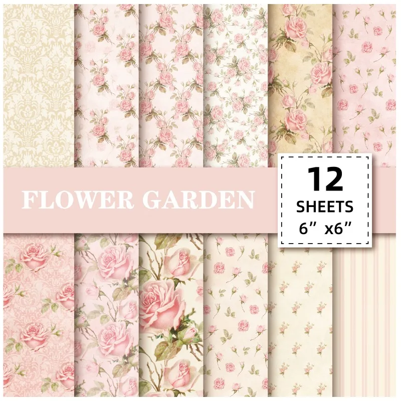 12 stücke rosa Blumen Hintergrund material Papiere DIY Scrap booking Album Karte machen Papier packung handgemachte Handwerk dekorative Lieferungen