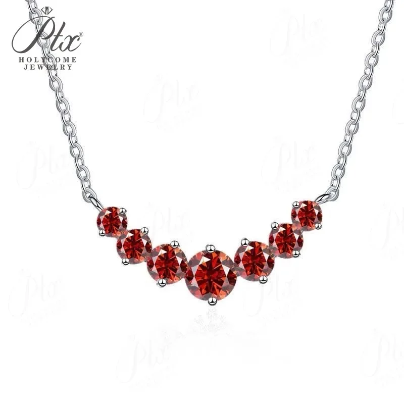 2,8 CT Moissanit Einfache Sieben-Prinzessinnen-Halskette 925 Sterling Silber Geburtsstein-Anhänger Damen-Schlüsselbeinkette ​ Fabrikverkauf – Detail 6