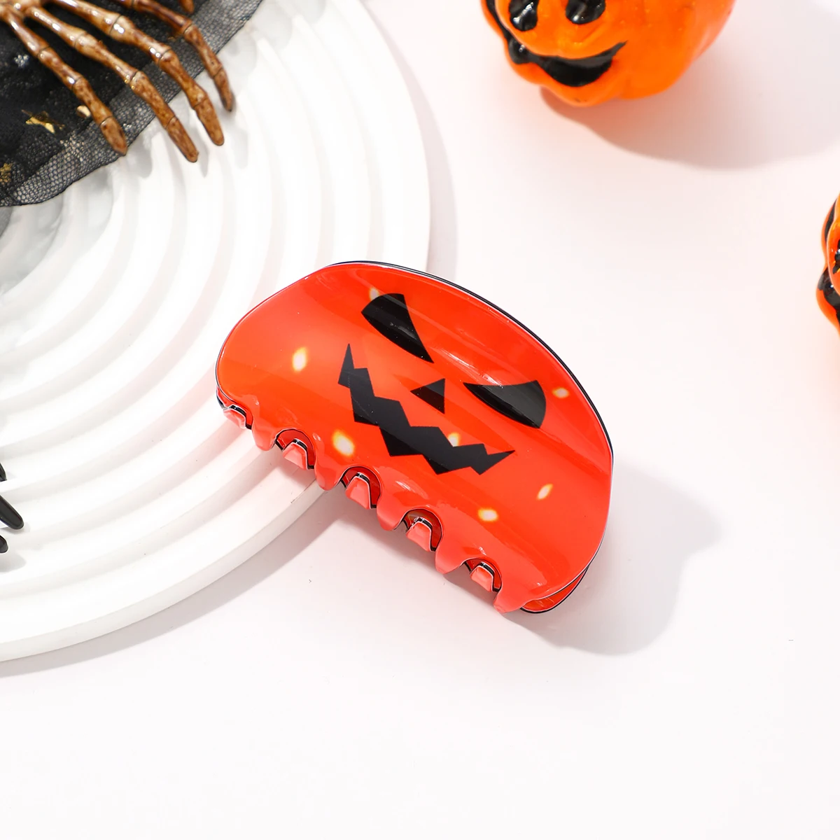 1PCS Halloween Haar Zubehör Geist Haar Clip für Frauen Mädchen Rote Hörner Haarnadel Schädel Klaue Y2K Gothic Haar schmuck – Detail 6