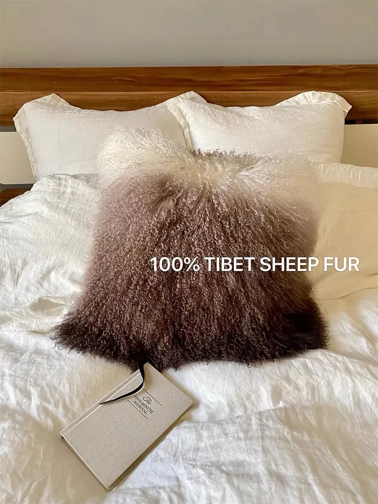 Rinoart  50*50 Purple Gradient Wool Throw Pillow Sofa Waist Pillow Back Cushion with Core Home Decoration Items Luxury Gifts