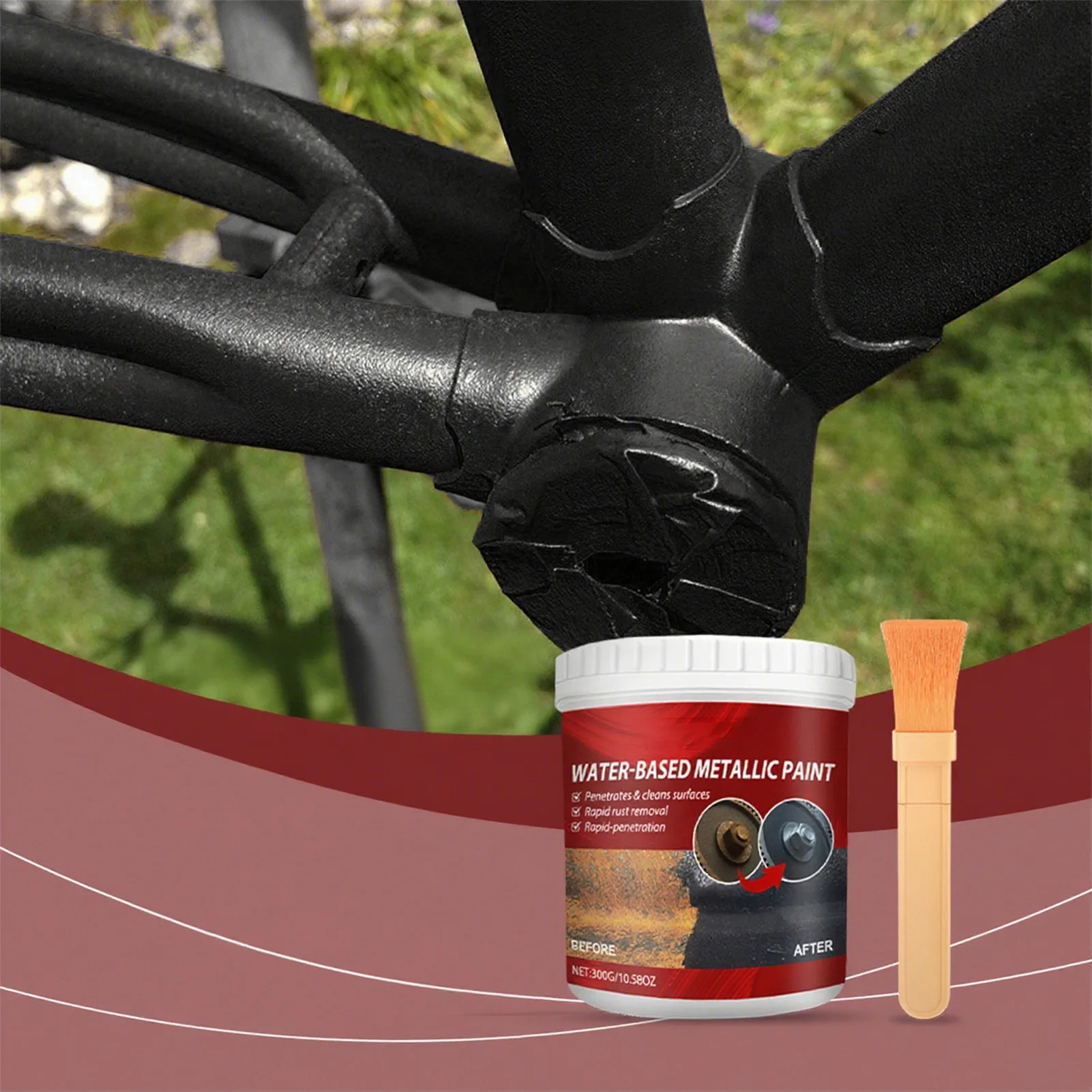 

300 г. Быстросохнущий преобразователь ржавчины с кисточкой для металла, светильников и смесителей