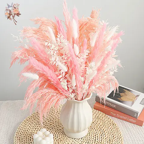 Eternal Pink White Dried Pampas Bunny Tails Grass Flowers Bouquet Romantic Couples Gifts Wedding Supplies Aesthetic Home Decor