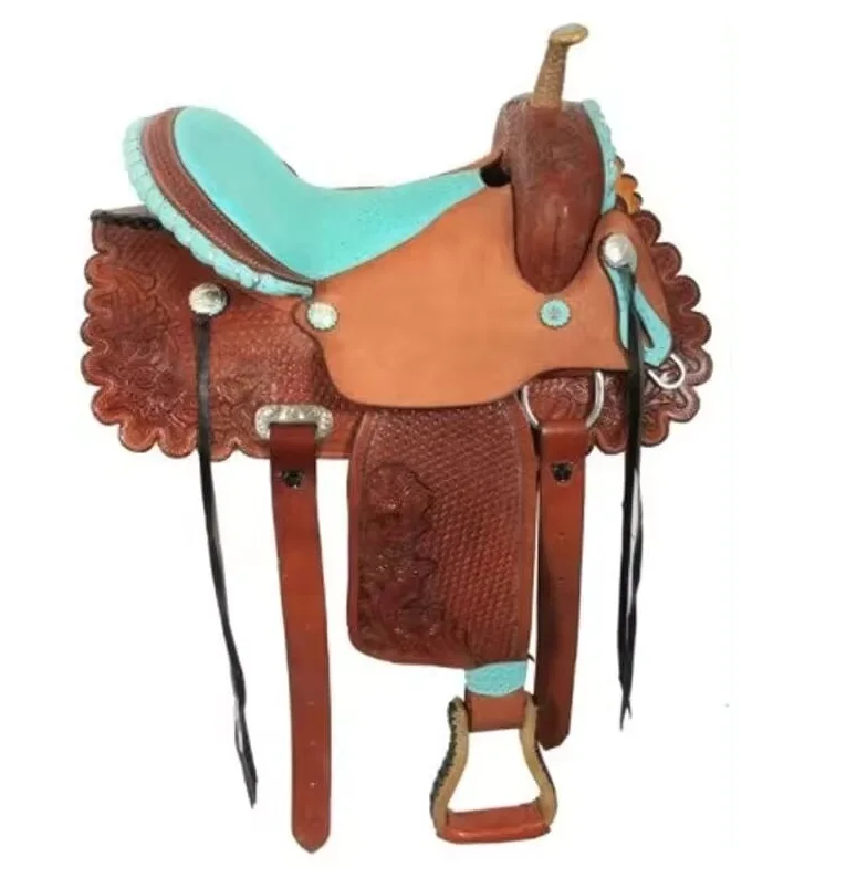 

Custom Made High Quality Leather Racing Western Designer Horse Roper Saddle From India, Wholesale Manufacture Hot Selling