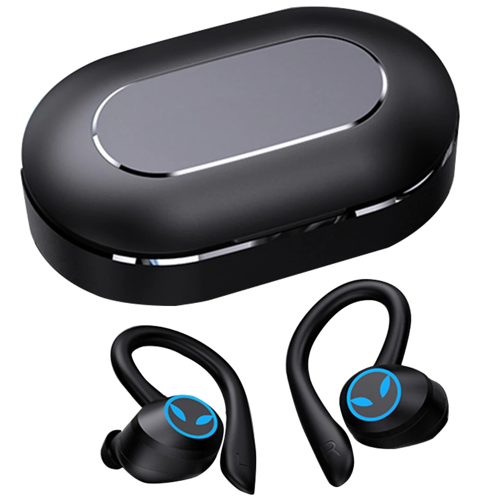Sports Earphone Bluetooth-Compatible 5.1 Noise Cancelling HiFi Stereo Bass Earphone Waterproof Handsfree Headset with Microphone