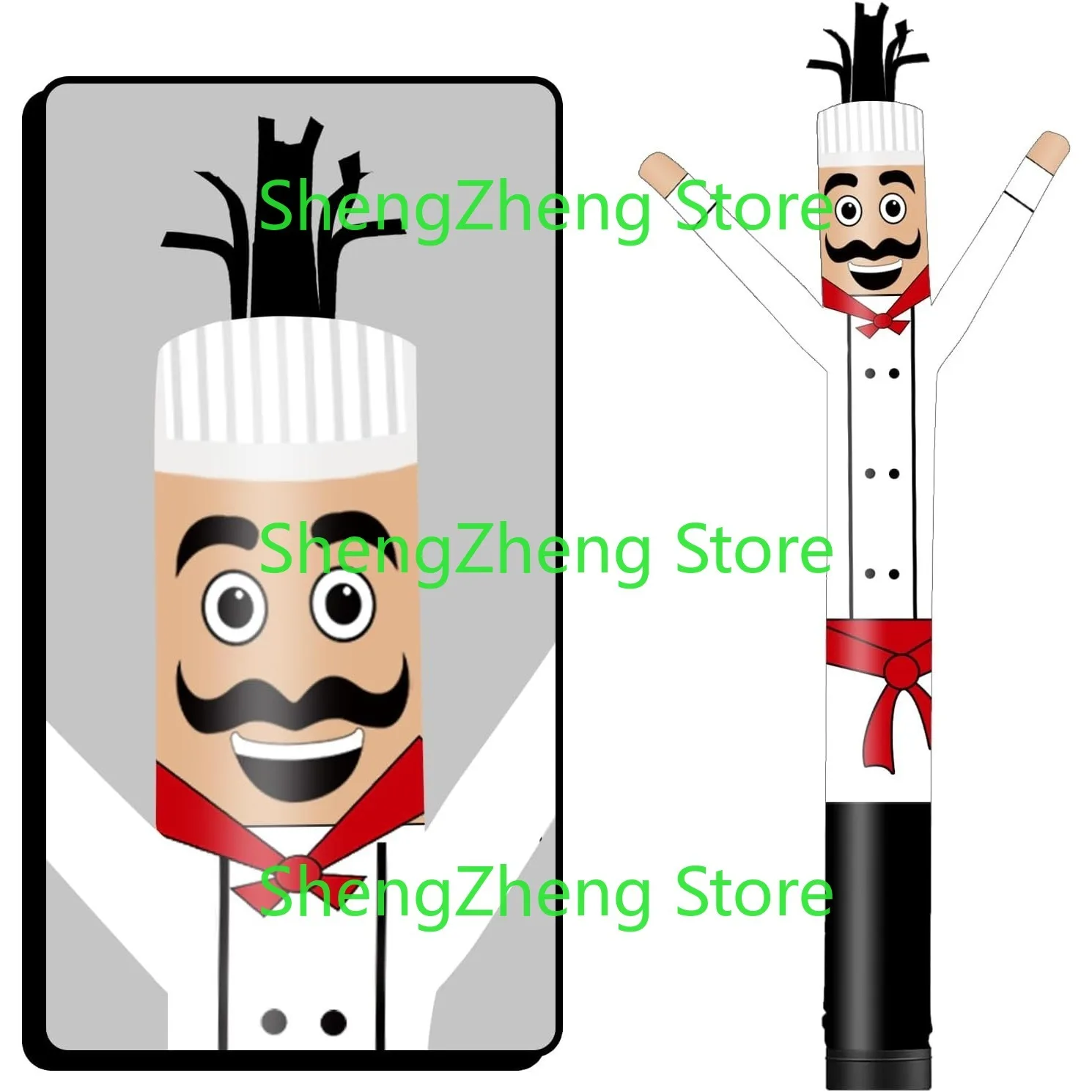 1Pcs 20FT Tall Chef Inflatable Tube Man (18''Diameter) Wacky Wavy Dancing Guy for Outdoor Decoration  (Blower Not Included)