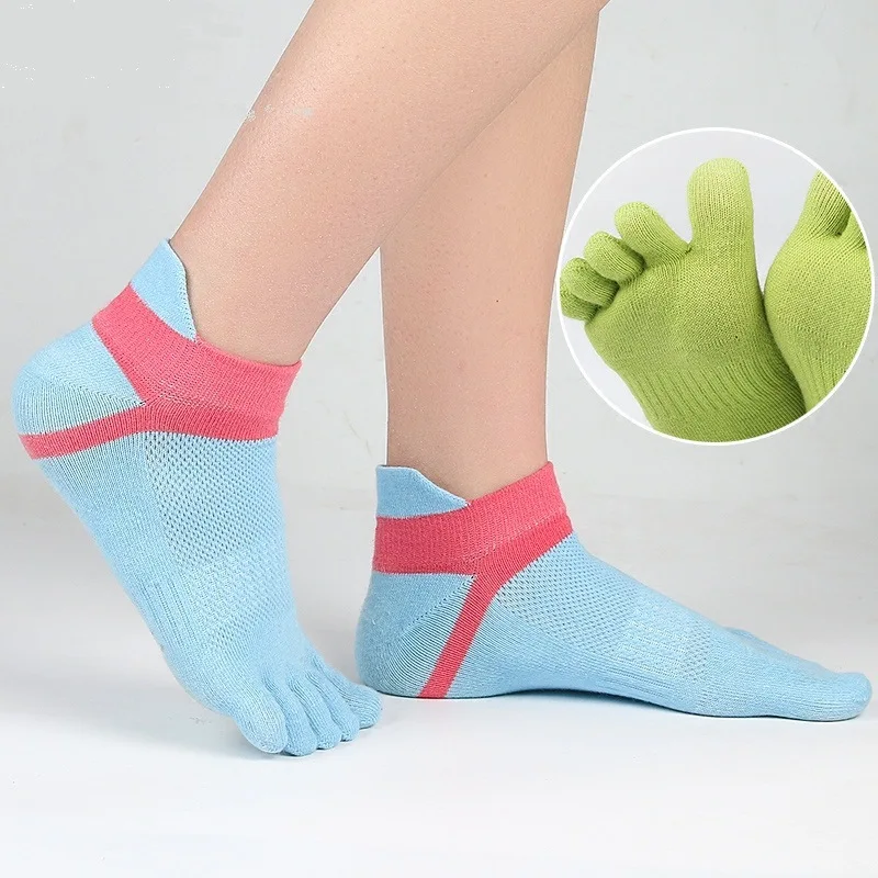 Summer Sport Toe Socks Women Mesh Breathable Sweat-Absorbing Anti-Bacterial Shallow Mouth Fitness Marathon Bike 5 Finger Socks