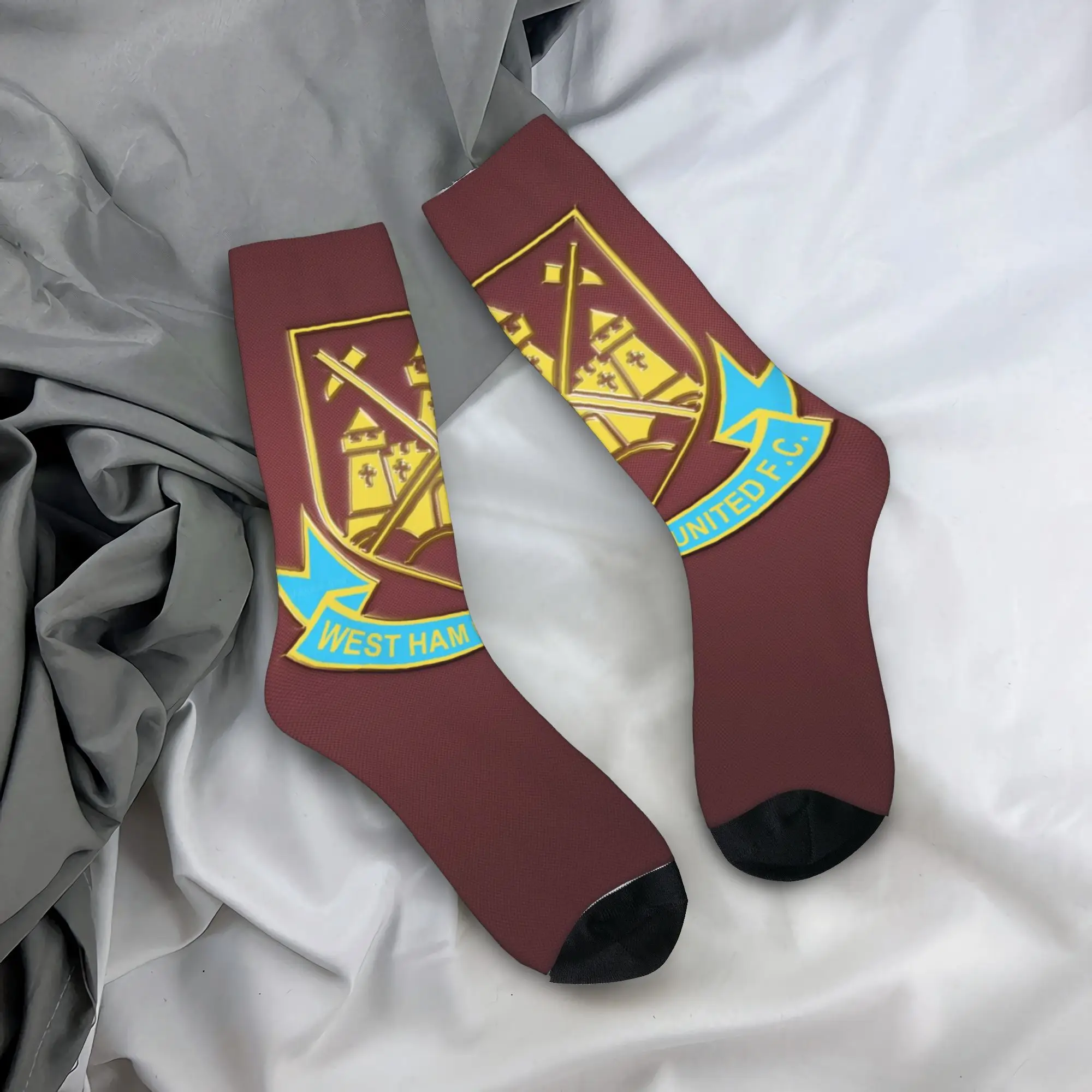 Happy Funny West Ham Retro Harajuku  Hip Hop Novelty Casual Crew Sock Match Day Essentials
