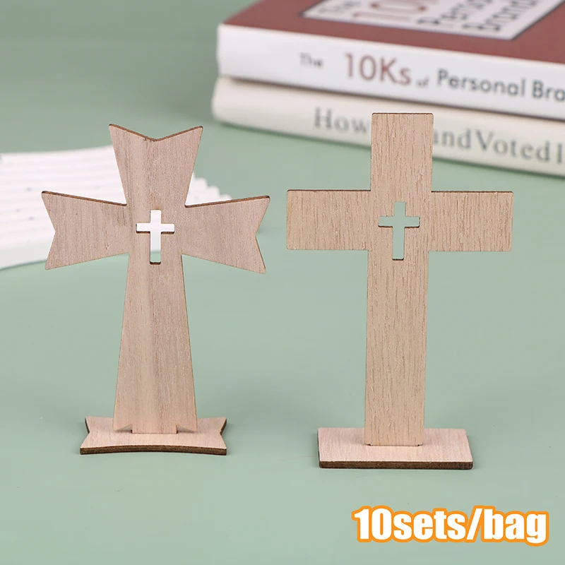 10/Sets Pack Wooden Crosses For Crafts Unfinished Wood Crosses For Centerpieces Decor