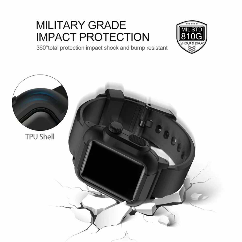 IP68 Waterproof case with Strap For Apple Watch Series 6 se 5 4 44mm 40mm iWatch Series 1 2 3 42mm smart ring