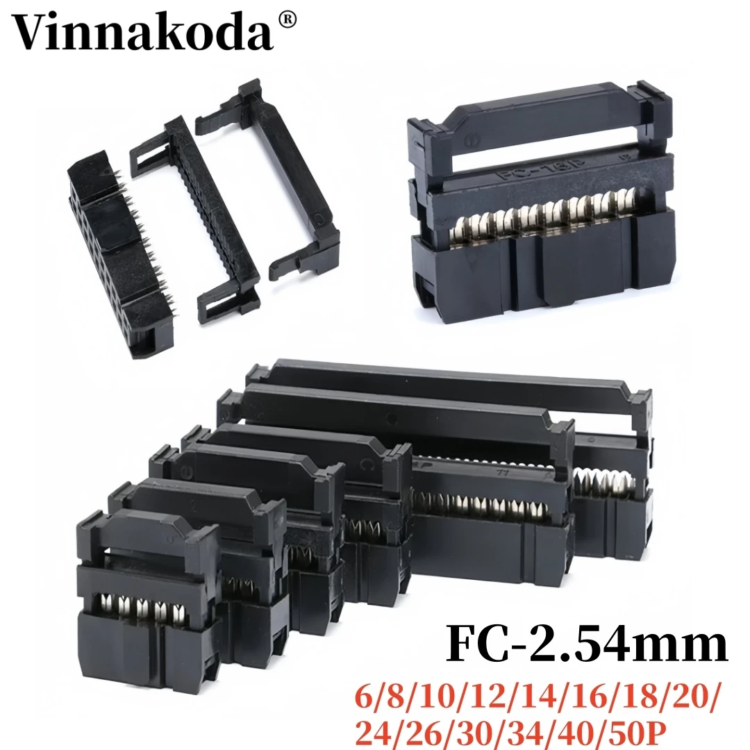 FC 6/8/10/12/14/16/18/20/24/26/30/34/40/50 دبوس 2.54 مللي متر الملعب أنثى رأس IDC موصل مقبس لكابلات الشريط 1.27 مللي متر