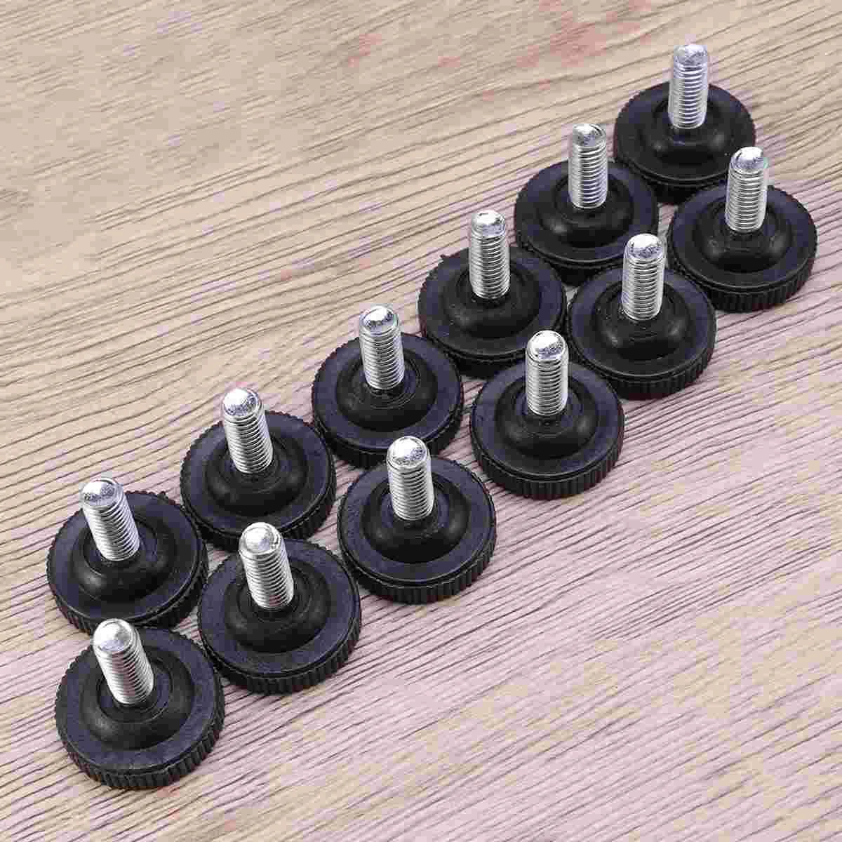 

12 PCS Heavy Duty Furniture Leveler Adjustable Tee Nuts Leg Levelers for Cabinet Table Furniture Use - M8x20mm (Black)