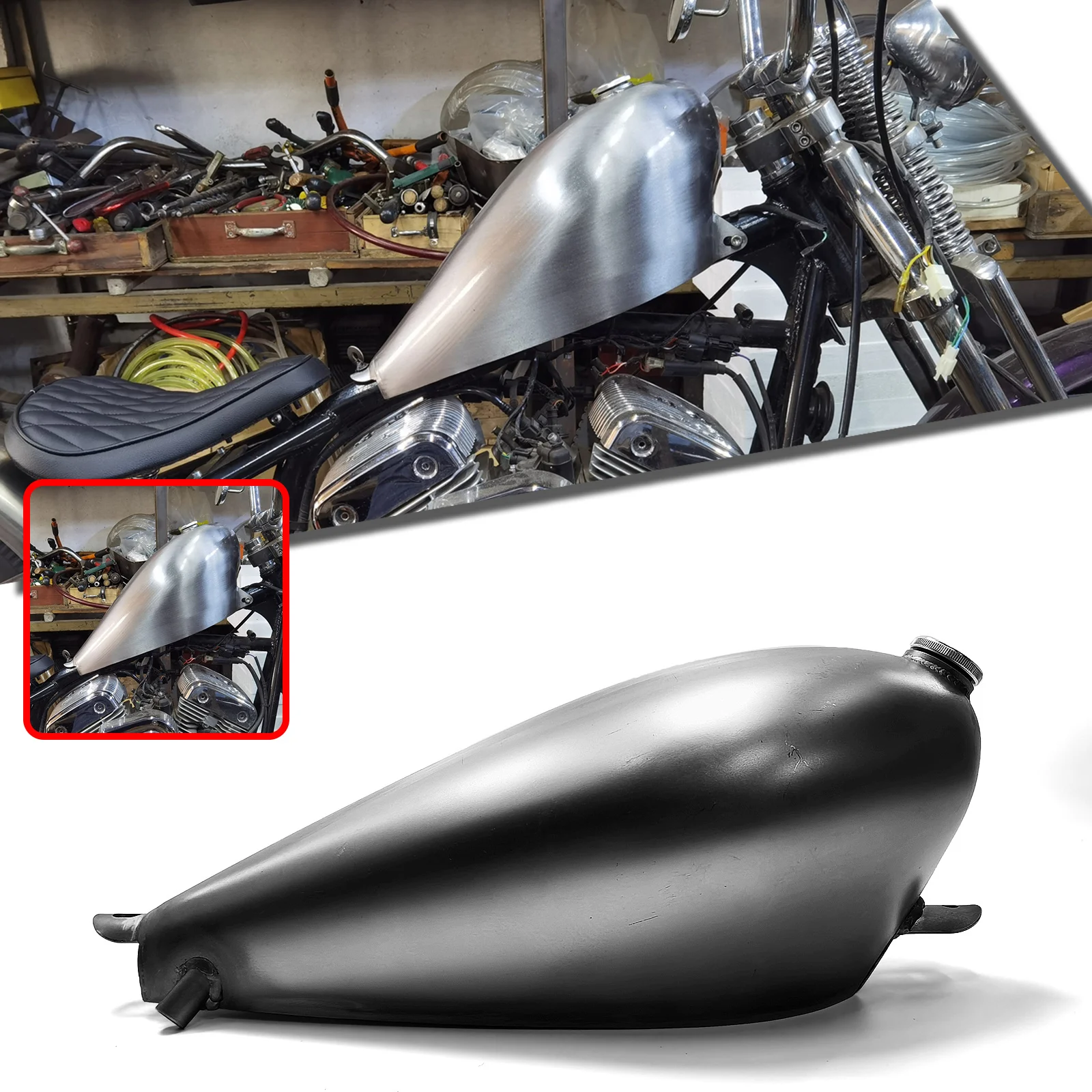 

Universal 9L Petrol Gas Oil Fuel Tank For All Motorcycle General Motorbike Handmade Modified Gasoline Elding Fueling Can Tankage