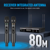 Professional UHF Wireless Mic Set 4 Channels, Handheld Receiver with Auto Frequency Search, 100m Range, for Stage/Conference/Par