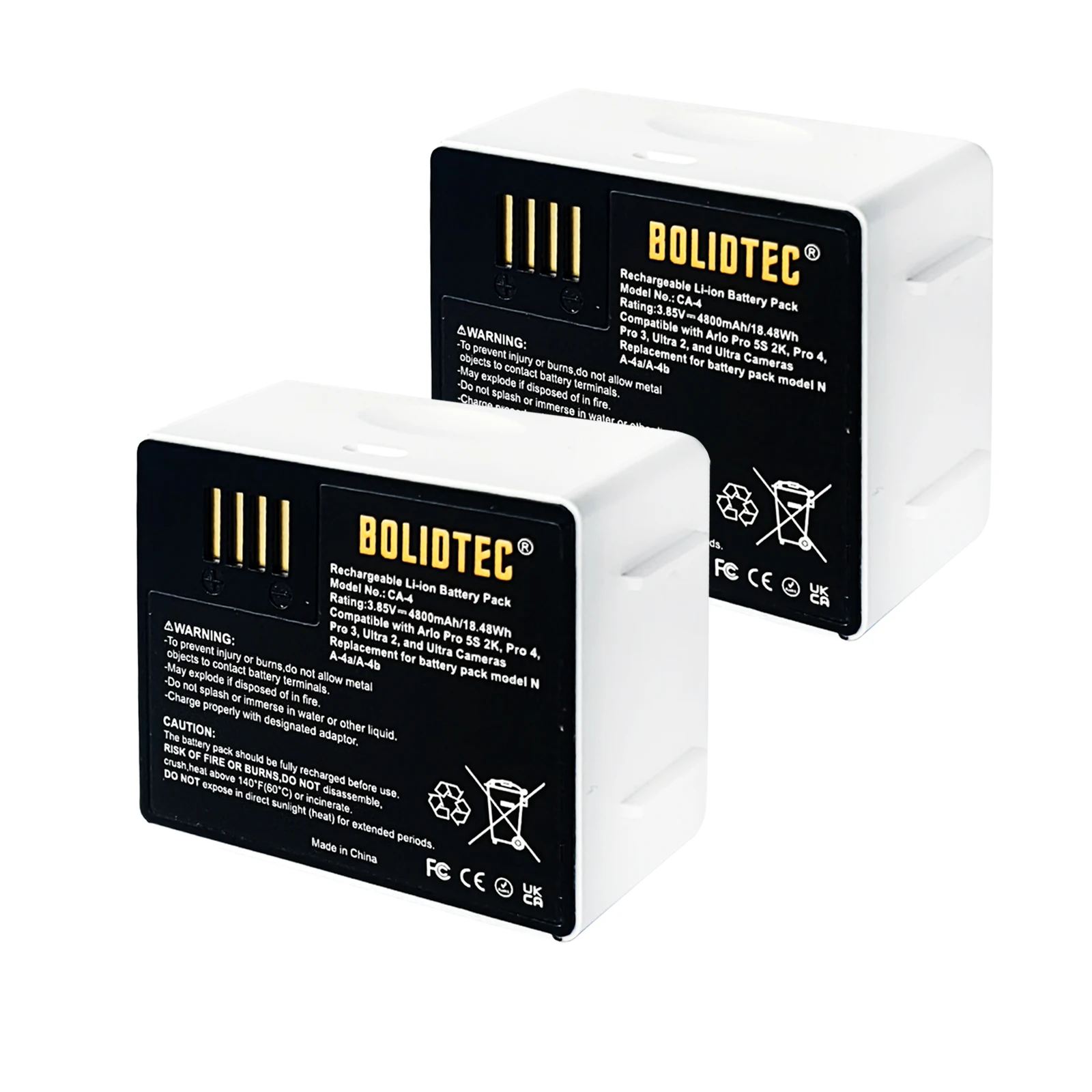 

4800mAh A-4a Replacement Batteries for Arlo Pro 4 / Pro 3 / Pro 5/5S 2K / Arlo Ultra/Ultra 2 Wireless Security Camera VMA5400