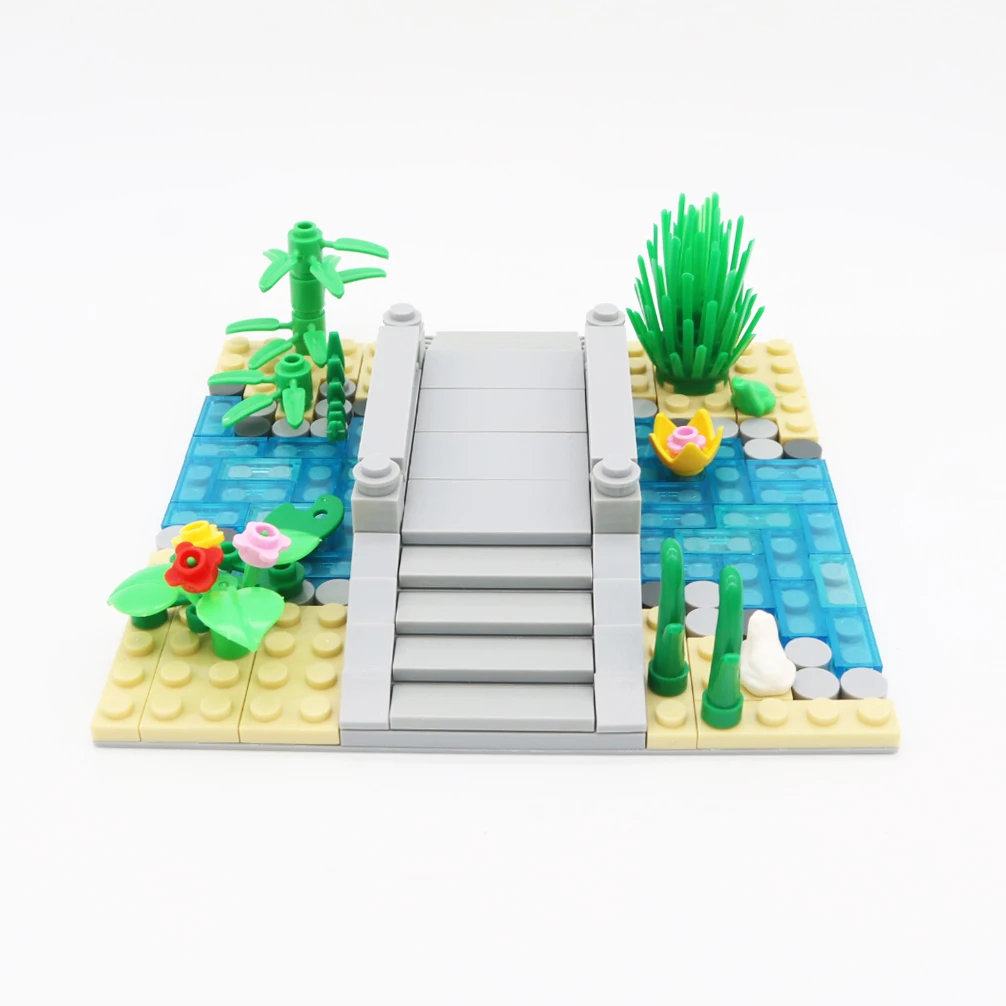 MOC Stone Bridge, Small Bridge, River, Stream, Urban Garden Building Small Particle Toy Building Blocks Parts Model