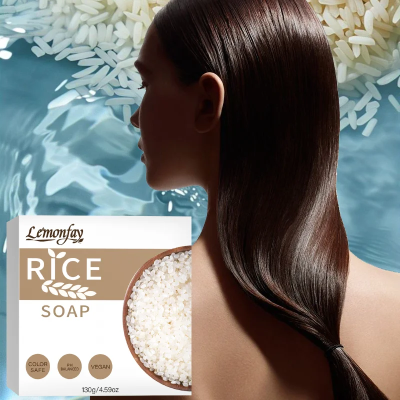 

Мыло для лица Rice Soap Bar, Lemonfay Vegan & pH Balanced Cleanser, безопасное для цвета, нежное мыло с сеткой для вспенивания, подходит для всех типов кожи.