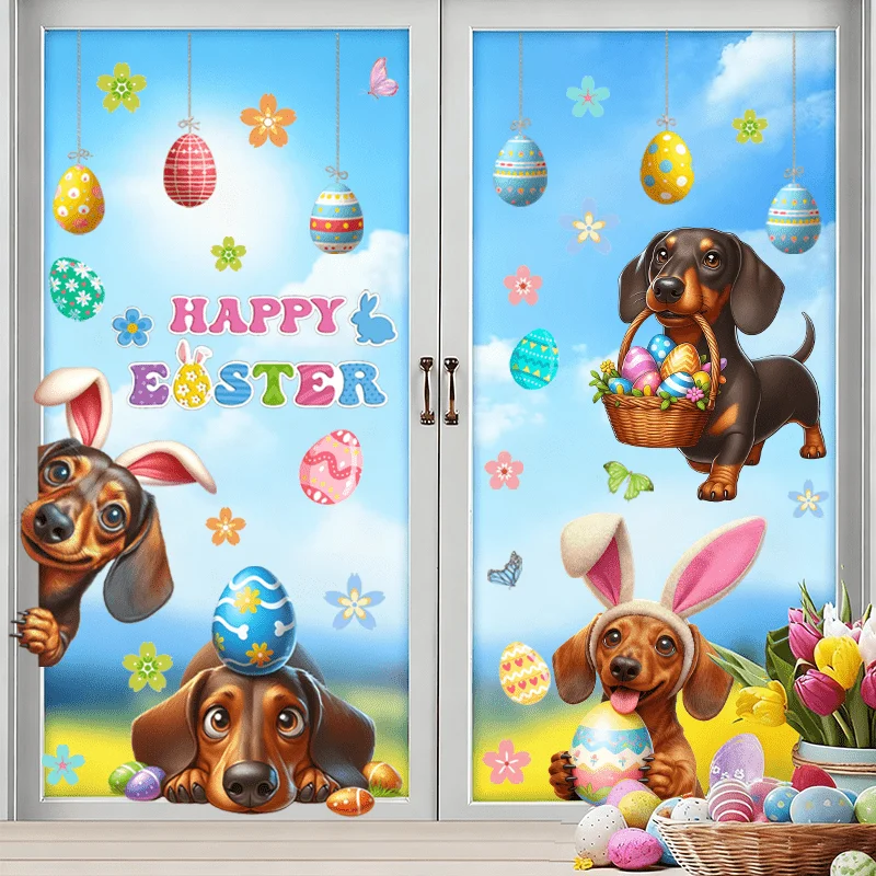 3pcs Easter Window Sticker,suitable for cabinet,glass doors,windows and wall decor,holiday decoration,freely DIY combinable
