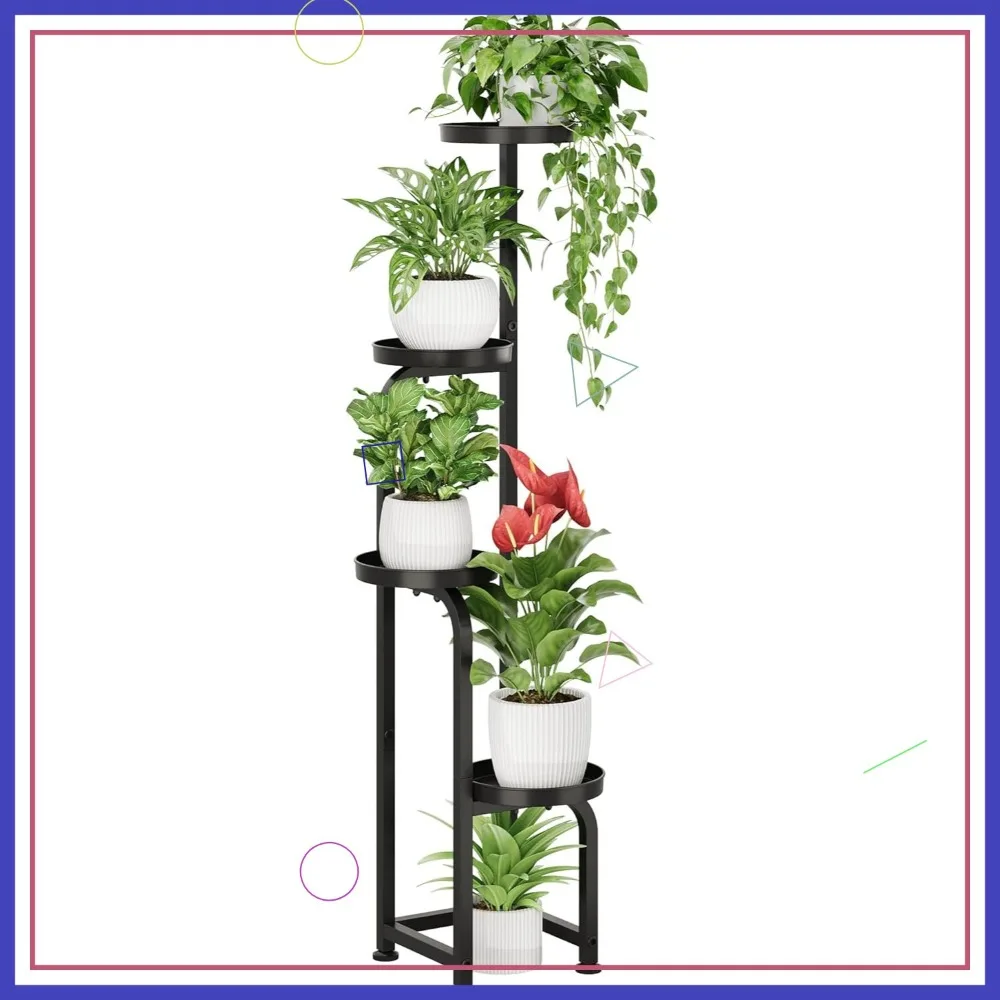 حامل نباتات زاوية من 4 طبقات للاستخدام الداخلي والخارجي، رف وعاء زهور معدني للنباتات المتعددة في غرفة المعيشة في حديقة الفناء #1